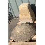 Limestone straddle stone, approximate measurements: Height 24 Inches, Diameter 24 Inches