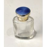 Antique silver and enamel perfume bottle in good condition height approx. 65mm Birmingham silver hal
