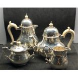 4 piece silver tea service London silver hallmarks makers Edward Barnard & sons bone handles weight