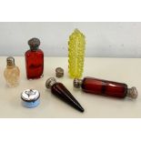 Selection of vintage scent bottles to include some with silver tops