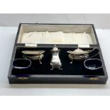 Boxed silver cruet set by Wilson and Gill London silver weight without blue liners 138g