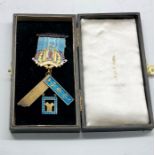 Boxed silver and enamel Masonic jewel past master 1952-53 st Oswald lodge