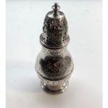 17th / 18th century silver sugar caster coat of arms on front measures height approx. 14.5cm weight