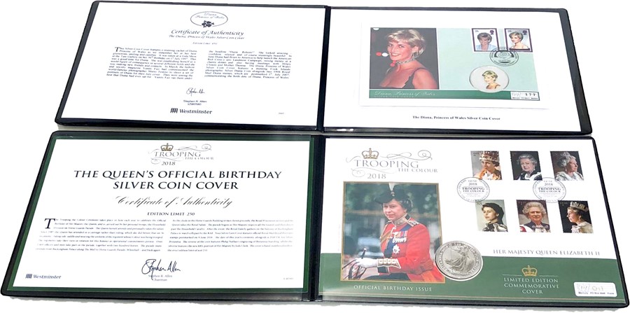 2 silver commemorative silver coin covers