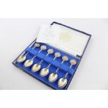 6 x Vintage 1972 Franklin Mint hallmarked 925 silver royal spoons cased (197g) with original fitted