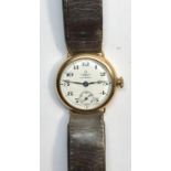 1930s Gents 9ct Gold Omega mason Rotherham wristwatch the watch does not wind or tick no warranty gi