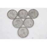 6 x British Edward VII half crown silver Coins (84g)