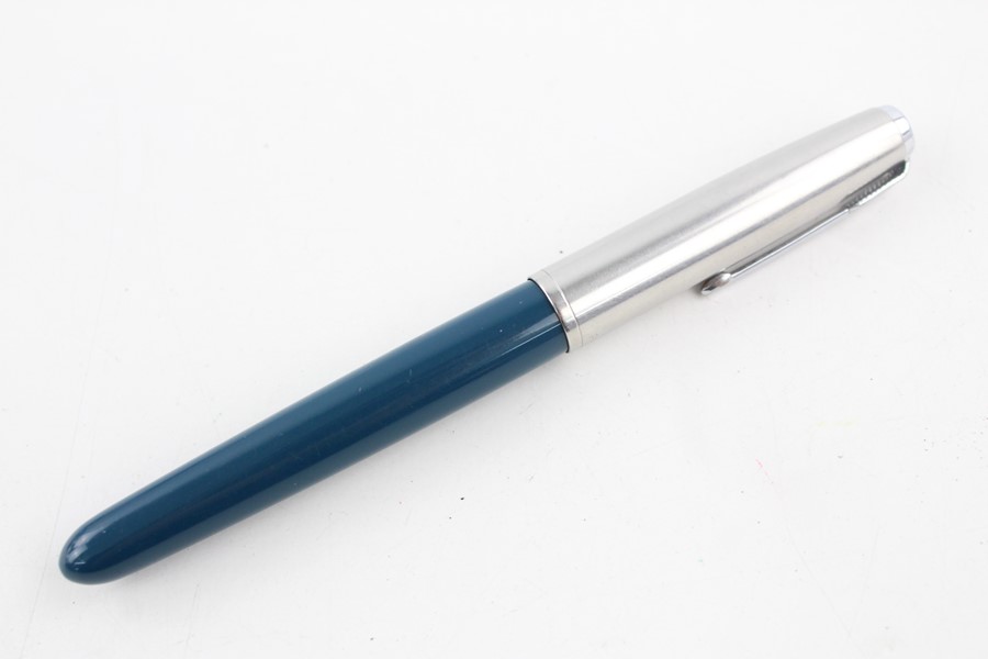 Vintage Parker 51 Teal fountain pen with brushed steel cap - Image 4 of 4