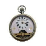 Antique 8 day Hebdomas pocket watch A/F not working nickel case measures approx 47mm dia