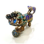 Silver and enamel Chinese foo dog