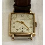 9ct gold gents nivada wristwatch A/F