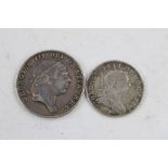 2x Antique 19th century silver bank tokens Inc 1814 George III 1S 6D (11g) Inc 1814 George III 1S 6D