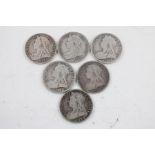 6 x British Victorian half crown silver coin(82g)