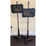 Pair of antique pole screens