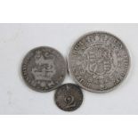3 x Antique British George III & George IV silver coins Inc Maundy Z Pence 1817 George III Half Crow