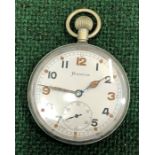 Vintage gents Heletia GS/TP WW2 period pocket watch, hand-wind working but no warranty given with m