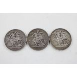 3 x British Victorian crown silver (83g)