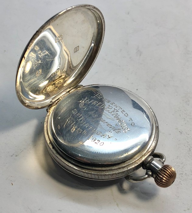 Silver Coventry Astral full hunter pocket watch winds and ticks but no warranty given in good overal - Image 5 of 6