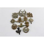 12 WW1 Onwards military cap badges Inc Scottish, RAF, Officers etc Items are in vintage condition