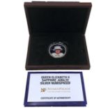 Boxed silver proof Queen Elizebeth diamond jubilee coin, limited edition 221/495 2oz of 925-1000 sil