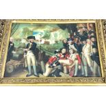 Large signed framed painting on board trafalgar scene signed R.Wilson measures approx 90cm by 60cm