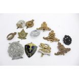 Assorted military cap badges Inc WW1, WW2, RAF Plastic, Italian, British Etc