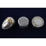 3 x Vintage 800 and 925 silver pill/ trinket boxes Inc egg design 52g Items are in vintage condition