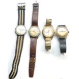 Selection of 4 vintage gents wristwatches wostok artis watch Co waltham ruhla 3 ticking but no warra