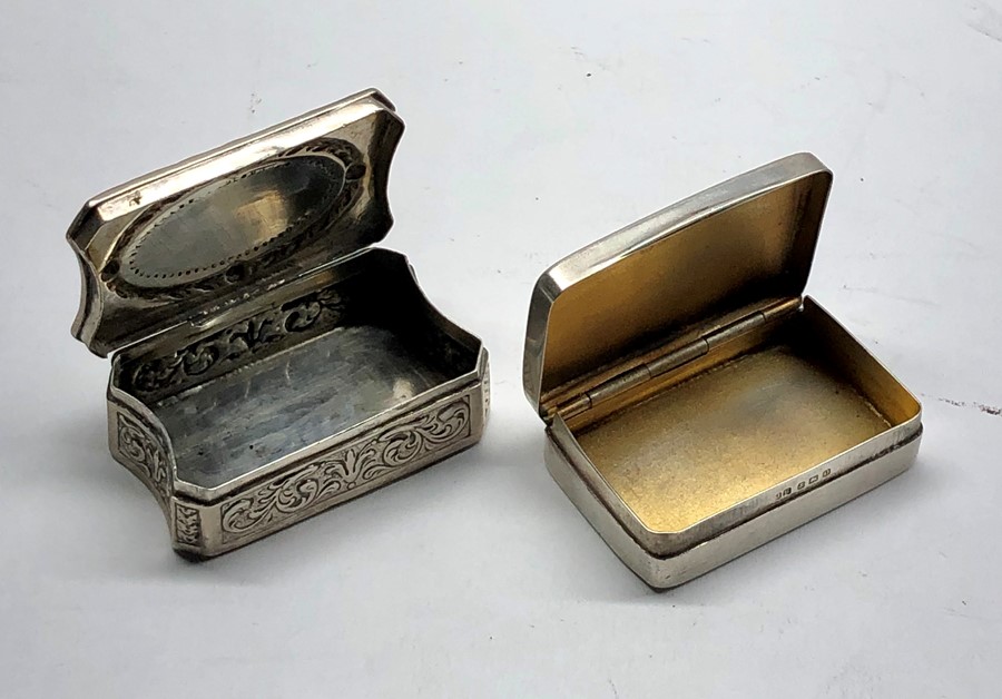 2 silver snuff boxes continental silver hallmarks and Birmingham silver hallmarks - Image 2 of 5