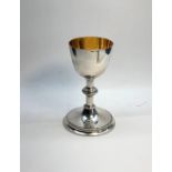 Fine white metal Chalice hallmarked R&TW Silver gold washed interior measures approx. 14 cm tall