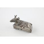 Vintage .925 Sterling Silver deer shaped trinket box with leaf detail