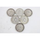 6 x British George V half crown silver coins (84g)