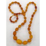 Antique egg yolk Baltic Amber bead necklace 39g