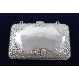 Antique ladies hallmarked 925 silver purse with raised floral design 73g hallmarked Birmingham 1903