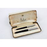 Vintage Parker 51 Black fountain pen writing with pencil, Original box