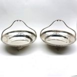 Pair of antique walker and hall silver fruit baskets sheffield silver hallmarks each measures approx