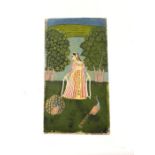 North Indian, Provincial Mughal, of a lady with peacocks, vintage possibly antique