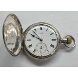 Silver full hunter Baume Longines pocket watch the watch winds and ticks overall clean watch no