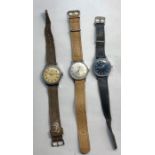 3 vintage gents wristwatches includes ingersoll ,delma,almo
