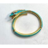Victorian 15ct gold enamel and seed-pearl snake bracelet some age related enamel wear and end of tai