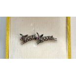 Fine rose diamond gold on silver rabbits in chase measures approx 33mm wide