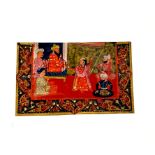 North Indian miniature painting. Kashmir. A lady dances to musicians in entertainment of a noble or