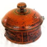 North-west India, Punjab or Gujarat, turned and lacquered wood storage box with lid, vintage possibl