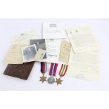 4 x WW2 Casualty medals with original paperwork relating to Lance Corporal GG Thompson of the Green