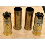 2 pairs of ww1 trench art shells