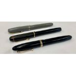 3 14ct gold nib fountain pens to include swan mabie todd, burnen and relief