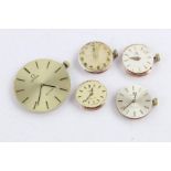 5 x Assorted Omega wristwatch movements, Hand-Wind Inc Gents 625 Movement