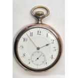 arge Antique silver open pocket watch the watch winds and ticks overall good condition