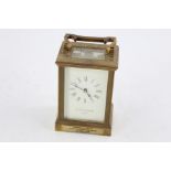 Vintage Mappin & Webb London heavy brass carriage clock, Key-Wind, with presentation plaque to front