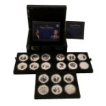 The Royal Wedding proof silver piedfort coin collection, 18 cpins in total boxed with certificates
